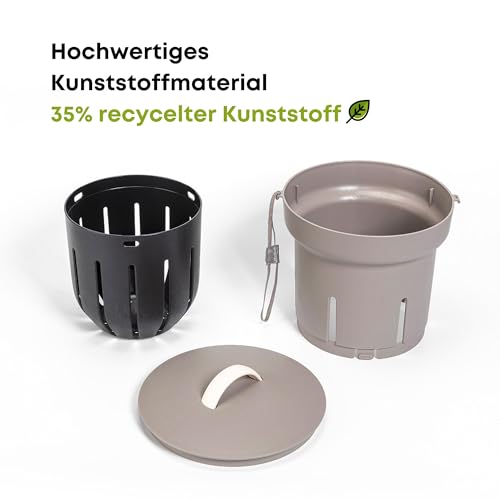 Urbalive Beetkomposter für Wurmkompost 12L - Garten unterirdisch Wurmkomposter zum Eingraben - Design Wurm Beetbox Komposter aus Recyceltem Kunststoff, Taupe