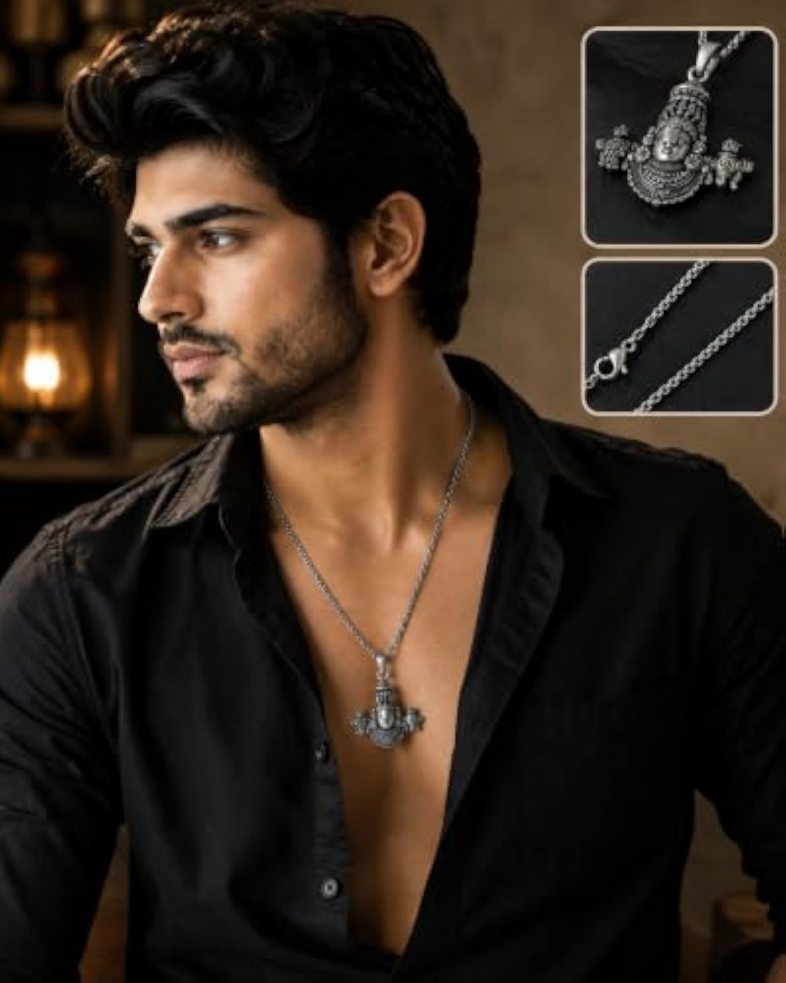 Men's Religious Pendant Locket with Chain