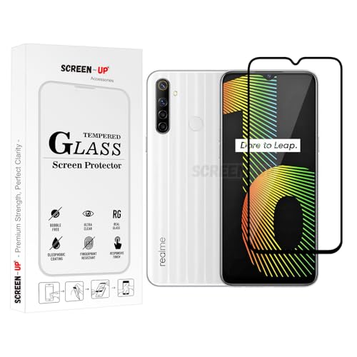 Image of ScreenUp Tempered Glass For Realme Narzo 10 - Ultra Clear, 9H Scratch Resistant, Full Coverage, Easy Install Screen Protector