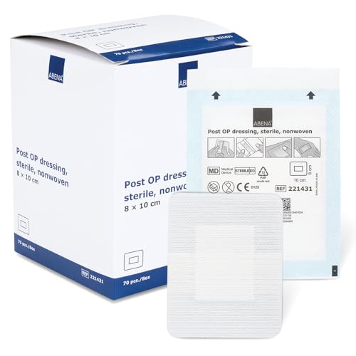 ABENA Plasters for Wounds |70 in A Pack| 8x10cm Wound Dressings. Adhesive Dressings for Wounds. ABENA Plaster Strips are Suitable to Be Used As Blister Pads and Plaster Bandages
