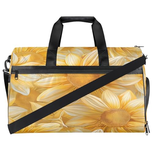 Gym Bag for Men & Women with Shoe & Wet Compartment - Duffel Bags for Travel, Sports, Fitness,Workout Yellow Sunflowers Yellow Sports Bag2
