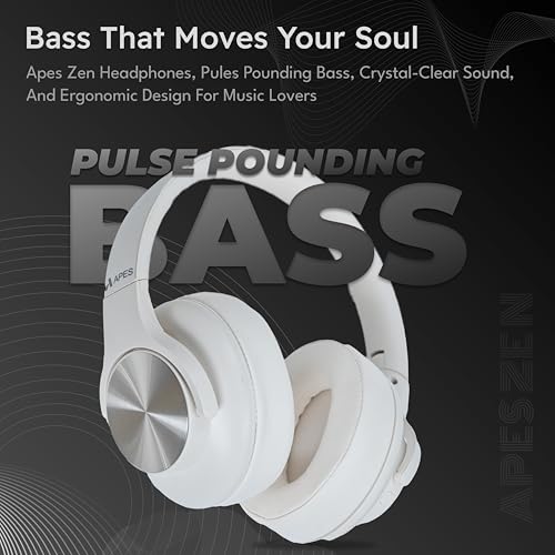 Image of APES Zen Wireless Headphone, 40 mm Dynamic Drivers, 20 Hrs Playtime, V5.4 Bluetooth Headphone, Soft Padded Earcups (White)