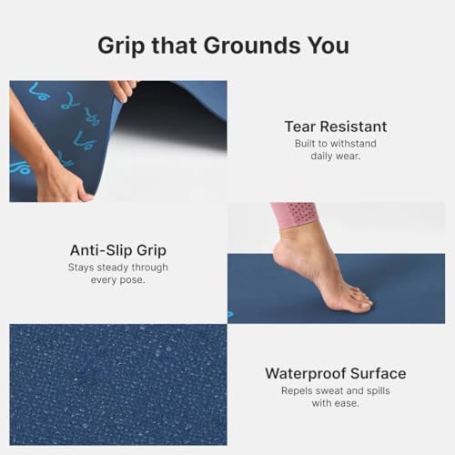 Image of Cult Aroma Infused TPE Yoga Mat 6 mm Anti Skid Non Slip Exercise Mat with Carry Bag for Yoga Workout Gym Blue
