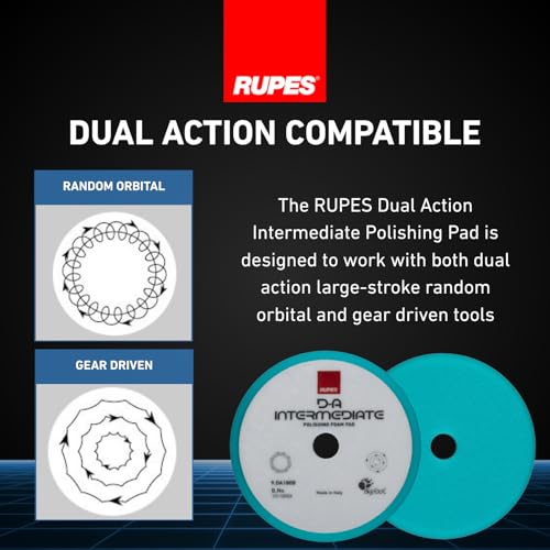 Image of RUPES 9.DA180B Pack of 48 Light Blue D-A Intermediate Foam Polishing Pads 180mm | Ideal for Paint Correction | Improves Cutting and Finishing Performance | Compatible with 6 inch Backing Plate