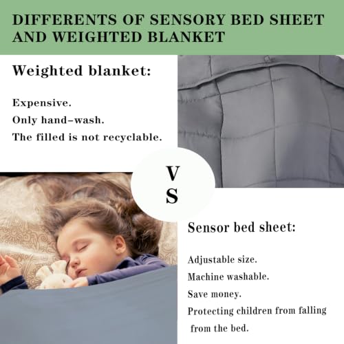 Image of Ntomtuex Sensory Bed Sheet for Compression Reduced Pressure Weighted Blanket to Keep Nice Sleeping Comfortable with Light Breathable Polyester Material, Grey,54 inchx60 inch