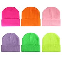 Geebuzz 6 Pack Beanie Cap for Kids, Children's Girls Boys Colorful Warmer Stretchy Knitted Beanie Hat Unisex 1-10 Years Skull Beanie Hat Caps for Winter Autumn