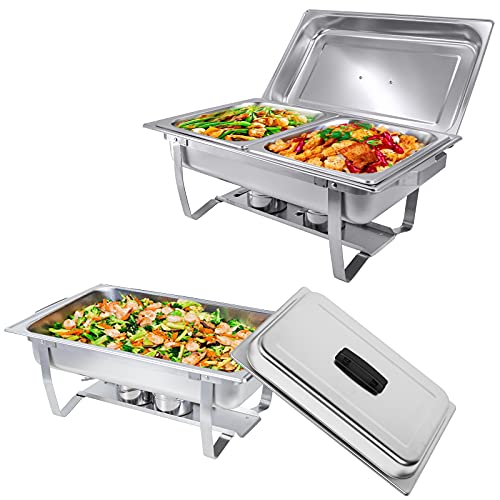 image for Valgus 2-Pack 8QT Stainless Steel Chafing Dish Buffet Chafer Set with 
