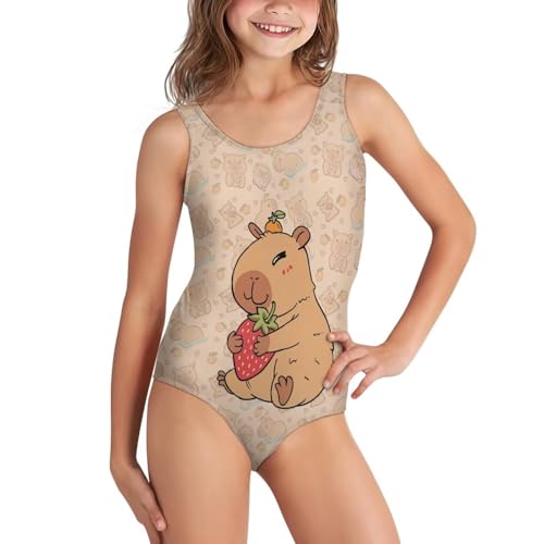 Image of Girls One Piece Swimsuits Teens Sleeveless Back Cross Strap Bathing Suit Kids Quick Dry Cute Beach Swimwear(5-14)