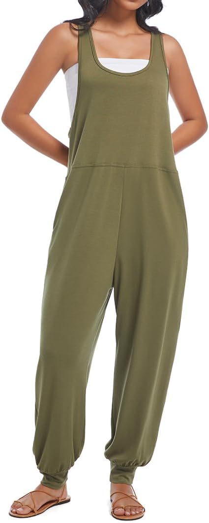 Women's Casual Loose Sleeveless Jumpsuits Harem Long Pants Romper Overalls with Pockets Summer Trendy Outfits - Image 2