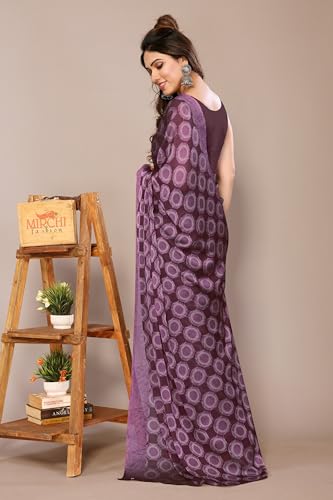 Image of MIRCHI FASHION Women Saree Chiffon Flower Print | Breathable Lightweight Sari for Office and Daily Use with Unstitched Blouse Piece (Available in 30 Styles)