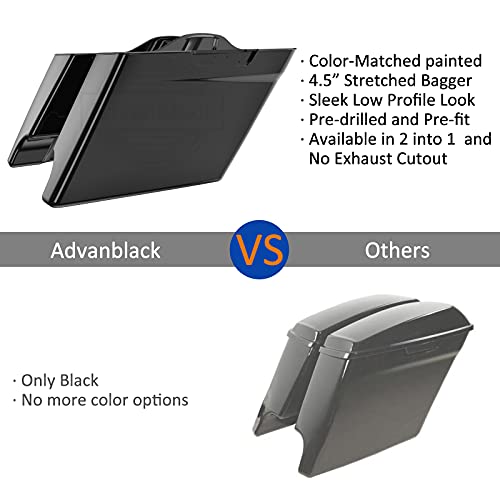 Advanblack Us Stock 4.5" Stretched Extended Saddlebags W/Security Knobs Fits For H-D Touring 2014-2023 Road King Electra Road Street Glide Ultra Classic (Vivid Black) #TOP1