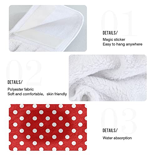 Dussdil Red White Polka Dot Kitchen Hanging Towel 12 X 17 In, Bath Hand Fingertip Tie Towels Set 2 Pcs Tea Bar Dish Cloths Dry Towel Soft Absorbent Durable For Bathroom Laundry Room Decor thumb #2