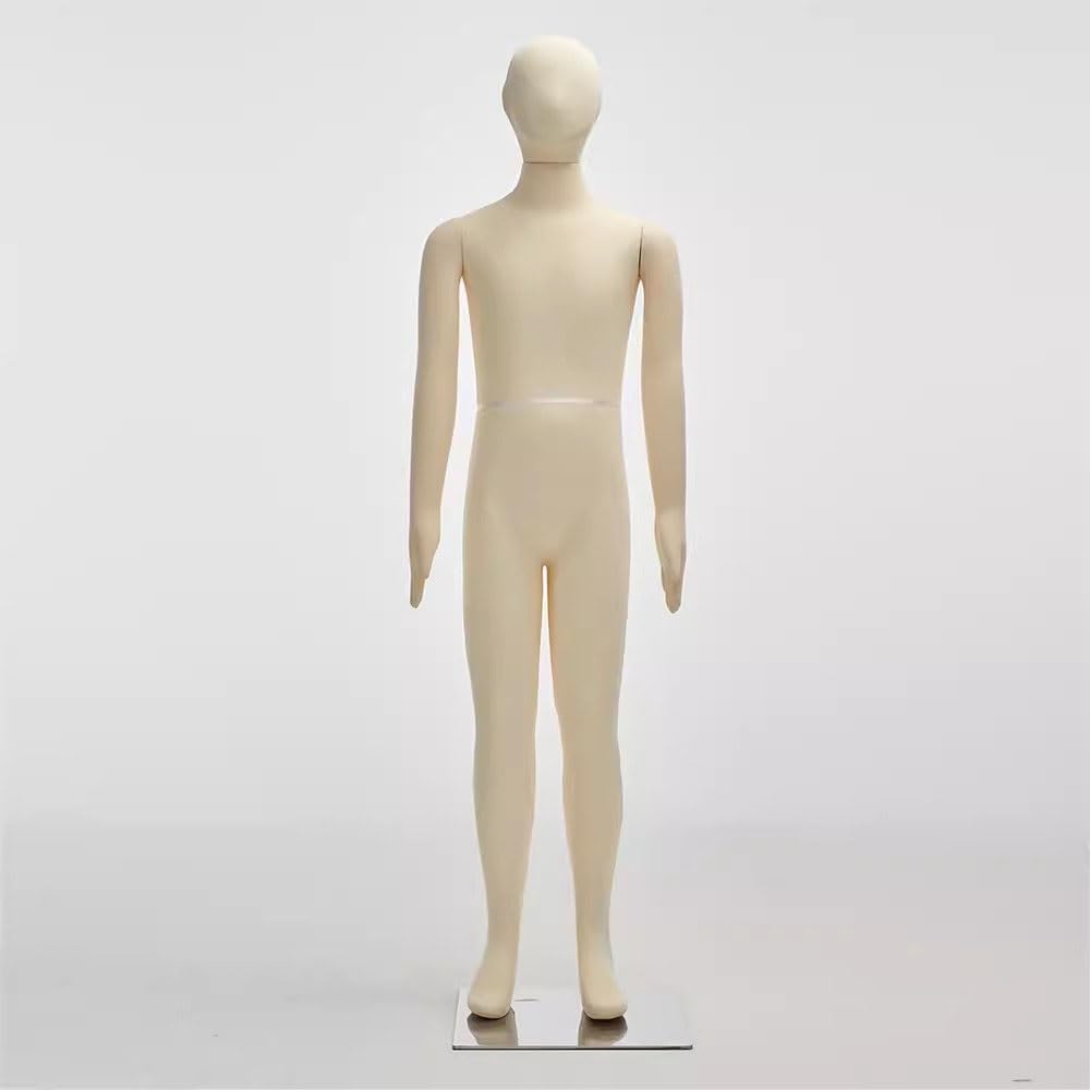 Manichino da Sarto A Figura Intera per Bambini, con Base in Metallo E Arti Pieghevoli, per Sartoria, per Vetrine di Negozi al Dettaglio/Espositore per Abbigliamento per La Casa, 14 Anni