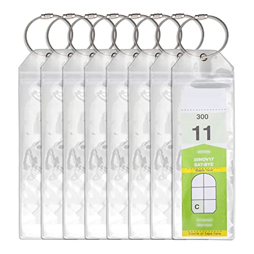 Temlum 8 Pcs Cruise Luggage Tags Holder with Zip Seal & Steel Loops Waterproof Clear Luggage Tags Cruise Accessories (20 x 6.4cm)