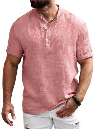 Image of Zombom Men's Polycotton Solid Short Kurta | Regular Fit | Half Sleeve | Mandarin Collar | Lightweight Casual Wear for Daily, Summer Comfort & Smart Look