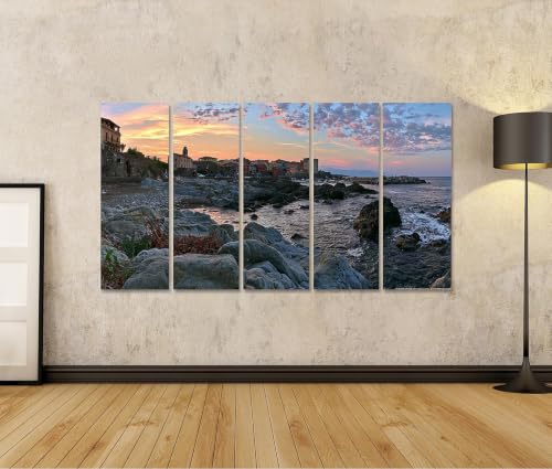 Tableau sur toile de qualité supérieure village côtier panoramique