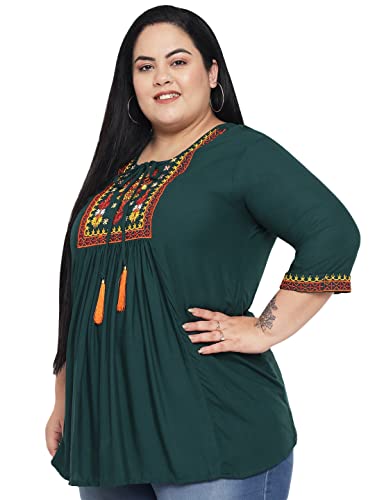 Image of Indietoga Women's Plus Size Rayon Embroidery Tops (2XL to 7XL)