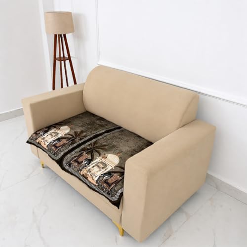Image of Homerz Premium 'Luxe Series' Sofa Cover | Holland Velvet Fabric | Smooth Finish | Anti-Slip Fleece Backing Couch Protector (Maharaja, 2 Seater, Only Seat Cover)