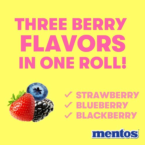 Image of Mentos Candy, Chewy Candy Mint Roll, Berry Flavored, Amazon Exclusive, Party, Office, Concessions, 14 Pieces (Bulk Pack of 15 Rolls)