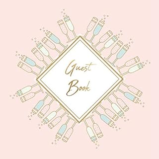 Guest Book: Elegant champagne theme | Modern square design | For showers, weddings, parties and celebrations | Individual pages for 50 guests and their comments
