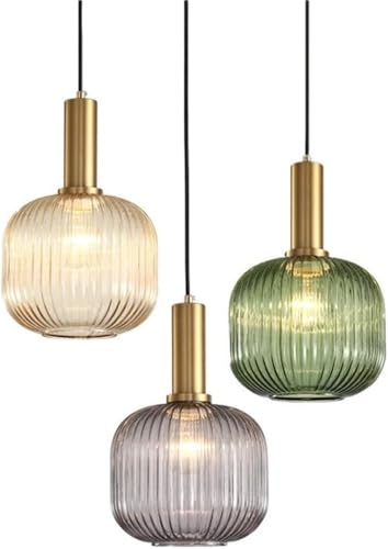 Suspension en verre ambré TQHGM et laiton avec cordon réglable pour plafond - 5