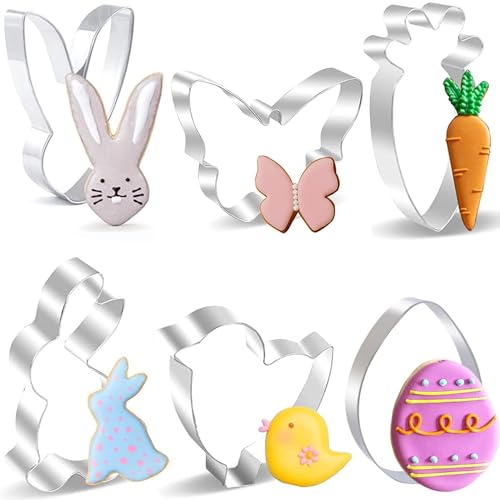 BELSVOR Set mit 6 Ausstechformen Ostern, Ausstecher Ostern aus Edelstahl, Ostern Ausstechformen für Dekoration Keks/Kuchen/Plätzchen/Gebäck, Keksausstecher Ostern 6 Stück