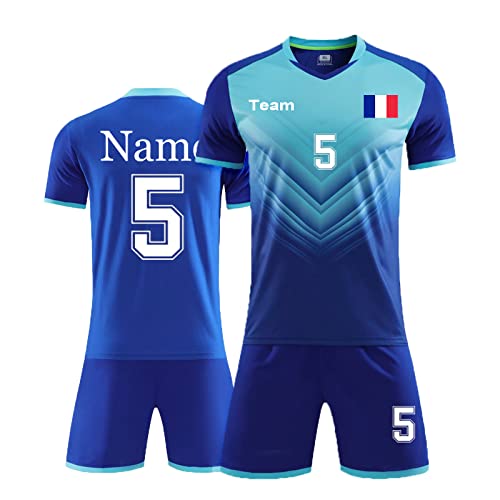 Maillot de football personnalisé bleu saphir à offrir aux fans de foot adultes et enfants