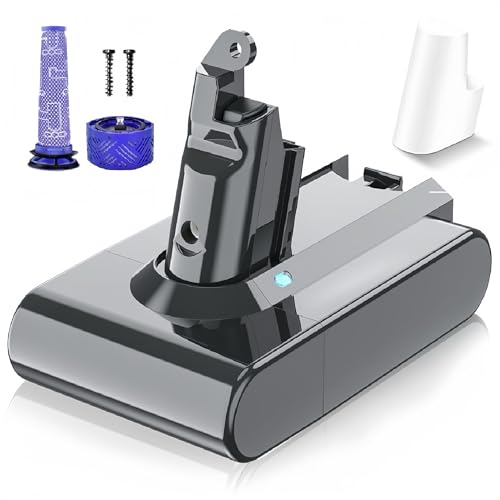 V6 Akku für Dyson, Powtree 6000mAh Ersatzakku für Dyson V6 DC58 DC59 DC61 DC62 DC72 DC74 Animal SV03 SV04 SV05 SV06 SV07 SV09 Staubsauger (2 Filter + 1 Batterie Schutzkappe + 2 Schrauben)