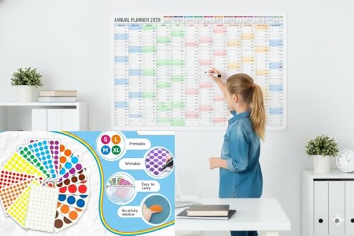 Image of Thinkcrafts 2026 Wall Calendar Planner, Large 29.5 x 19.5 Inch, 12-Month Yearly Calendar, Home Office Organization plannar (white, 20x30 inches)
