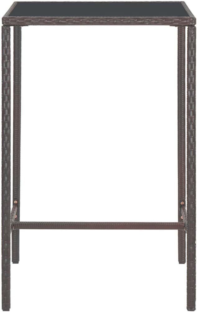 5 Piece Patio Bar Set, Outdoor Wicker Counter Height Table and Bar Stools, Bar Height Table Bistro Set with 4 Bar Chairs and Cushions, for Backyard, Poolside, Balcony, Brown