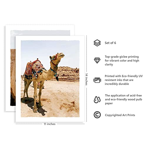 Desert Framed Wall Art Decor: Bedroom Living Room Modern Moroccan Picture 6 Piece Vintage Architecture Painting Landscape Artwork Vertical Boho Camel Print For Home Office #TOP1