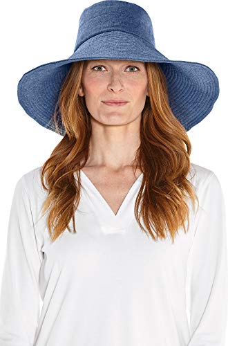 Coolibar UPF 50+ Women's Brittany Beach Hat - Sun Protective (One Size- Chambray)