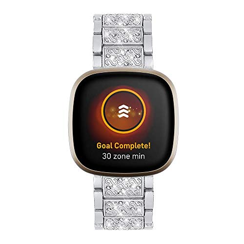 Correa metálica con brillantes para Fitbit Versa 4 Sense 2 miniatura 2