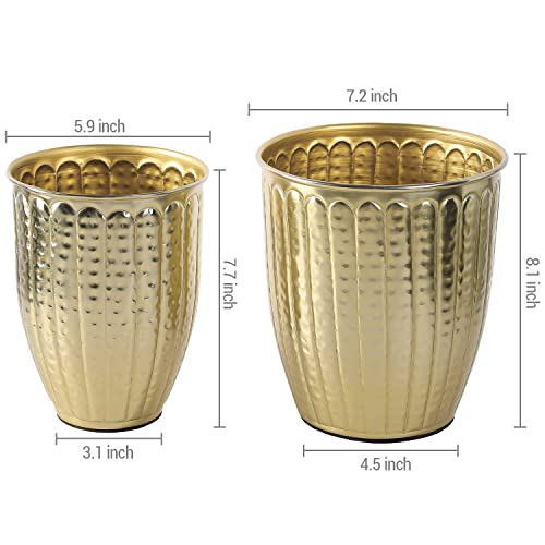 Mygift DECO3012BAS Handcrafted Brass Tone Metal Tapered Tabletop Flower Vase thumb #3