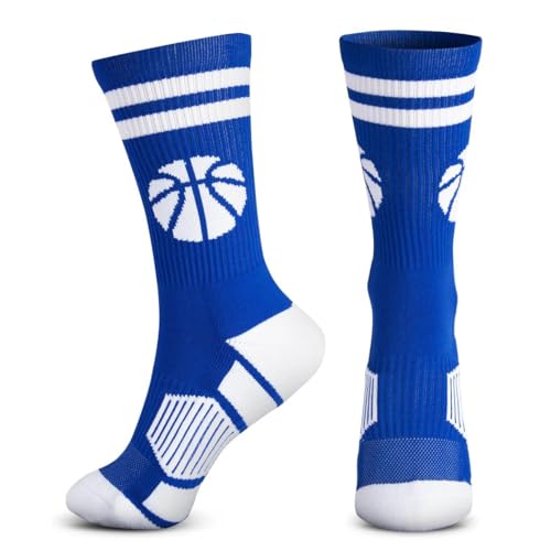 Image of ChalkTalkSPORTS Basketball Socks - Cushioned Mid-Calf Crew - Youth & Adult | Moisture-Wicking Performance Blend, Athletic Basketball Gear, Stay-Up Technology, Arch Support, Breathable, Boys and Men