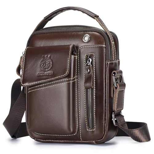 Image of Leather Shoulder Bag for Men Small Mens Crossbody Bag Purses Handbags | Small