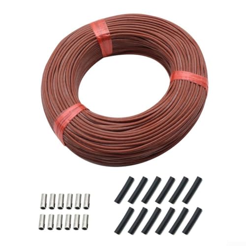 Zilimontt Câble de chauffage au sol en fibre de carbone 12 K avec résistance de 33 ohm/m pour systèmes de chauffage au sol intérieur, isolation en caoutchouc de silicone, 200 °C (60 m)