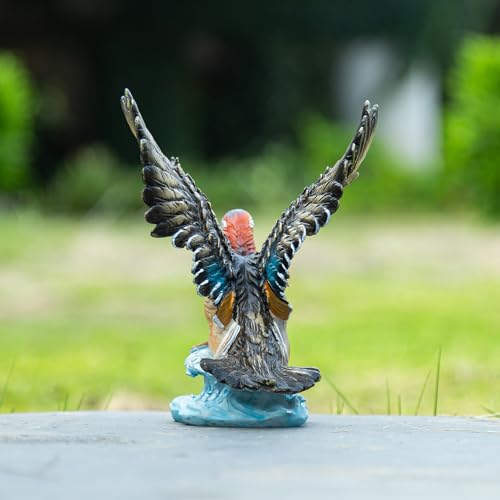 Figura Decorativa Pato Mandarín con Alas Extendidas en Base de Ola Azul miniatura 7