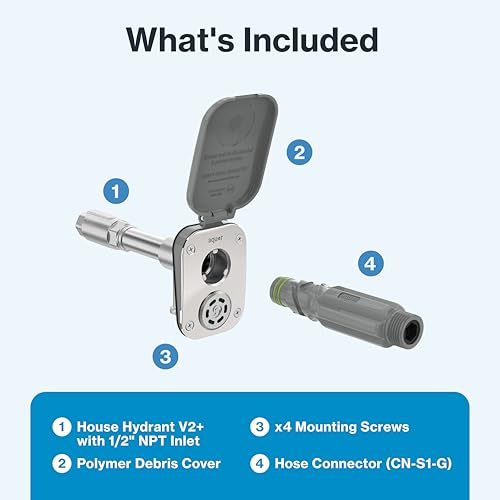 Image of Aquor House Hydrant V2+ Frost Free Outdoor Faucet, Anti Siphon Valve with Quick Connect, Frost Proof Flush Wall Hose Bib, 6 inch Stem, 7-9 /16 inch Install Depth, Slate Gray