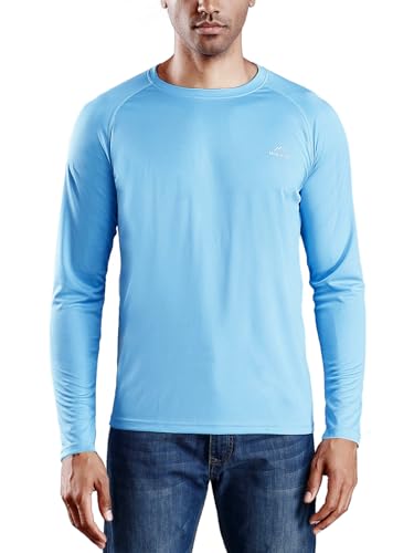 Image of Willit Men's Rash Guard Swim Shirts UPF 50+ Long Sleeve Shirts Sun Protection SPF Hiking Fishing UV Shirt, Blue, 3X-Large