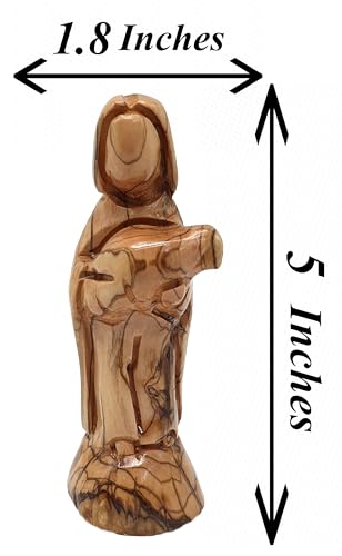 Estatua de Buen Pastor moderna en madera de olivo 5 in miniatura 3