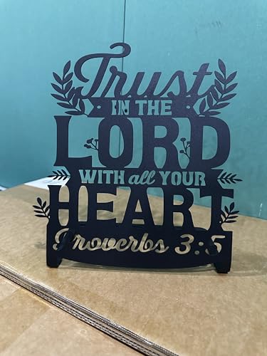 Trusting in the Lord Metal Table Decor | Proverbs 3:5 Scripture Art