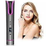 DESIPESI Cordless Automatic Hair Curler, Portable Auto Curling Iron with LCD Display Adjustable...