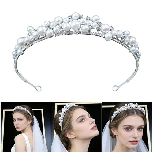 Tiara de boda clásica sin dolor con perlas duraderas todo el día 2