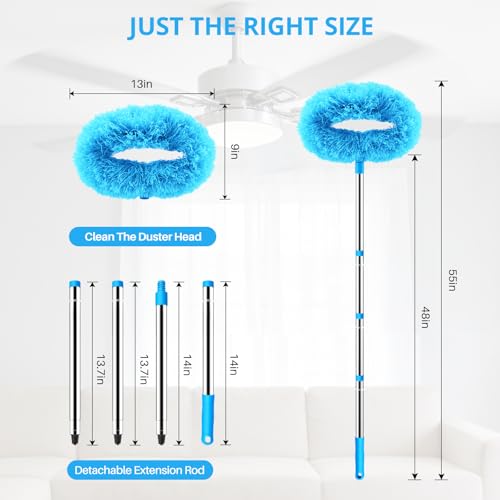 Image of SetSail Ceiling Fan Cleaner Duster, with Extension Pole for Cleaning, Blue