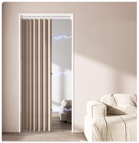 Cortina de ducha plegable para interiores, cortina de ducha magnética impermeable, divisor de habitación marrón para sala de estar, panel de puerta de acordeón, 200 x 180 cm, elegante solución de