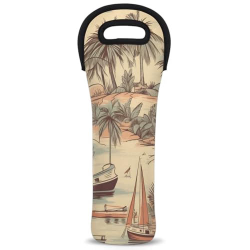 Neoprene Wine Tote Carrier Bag for Wine,Water, Champagne, Beer, Baby Bottles 15.6 x 5.1 Inches, Protective Wine Bag,Ship Islands