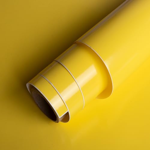 Image of Itsy Bitsy Vinyl Glossy Yellow 12inch X 2ft 1 Roll| for Home Kitchen Countertop, Cabinet Furniture, Oil Proof, Table Top, Wall, Car Wrap Sheet, Wallpaper, Waterproof Vehicle Sticker