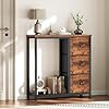 YATINEY Tavolo Consolle Ingresso Stretto con 3 Cassetti in Tessuto, Tavolo da Divano con 2 Ripiani Portaoggetti, Tavolo Console Industriale per Ingresso, Soggiorno, Corridoio, Marrone Vintage XCT13BR #1