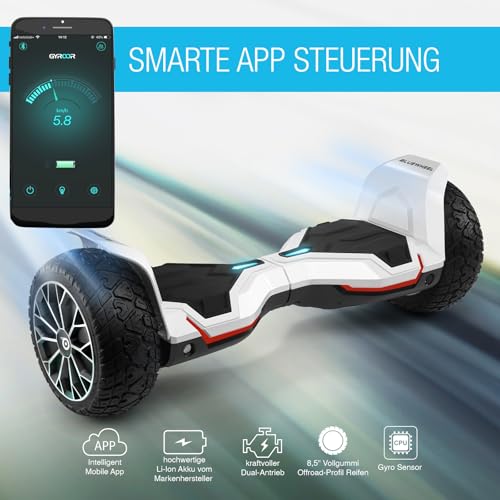 8.5" Premium Offroad Hoverboard HX510 - Kinder Sicherheitsmodus & Bluetooth - Starker Dual Motor - Elektro Skateboard Se